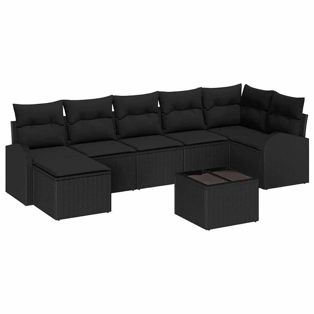 Sofa Set 8 pcs Black Poly Rattan