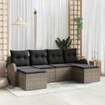 Sofa Set 6 pcs Grey Poly Rattan