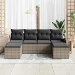Sofa Set 6 pcs Grey Poly Rattan