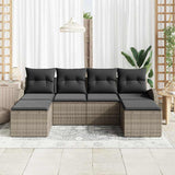 Sofa Set with Cushion with Storage 6 pcs Grey Poly Rattan - Side View