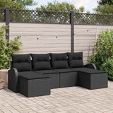Sofa Set with Cushion with Storage 6 pcs Black Poly Rattan