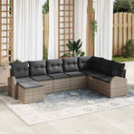 Sofa Set 8 pcs Grey Poly Rattan