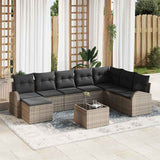 Sofa Set with Cushion with Storage 9 pcs Grey Poly Rattan