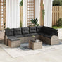 Sofa Set 9 pcs Grey Poly Rattan
