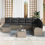 Sofa Set 9 pcs Grey Poly Rattan