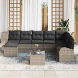 Sofa Set with Cushion with Storage 9 pcs Grey Poly Rattan - Side View