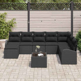 Sofa Set with Cushion with Storage 9 pcs Black Poly Rattan - Side View