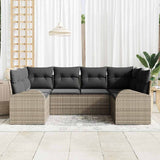 Garden Sofa Set with Cushion 6 pcs Grey Poly rattan - Side View