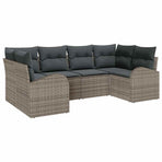 Garden Sofa Set 6 pcs Grey Poly Rattan