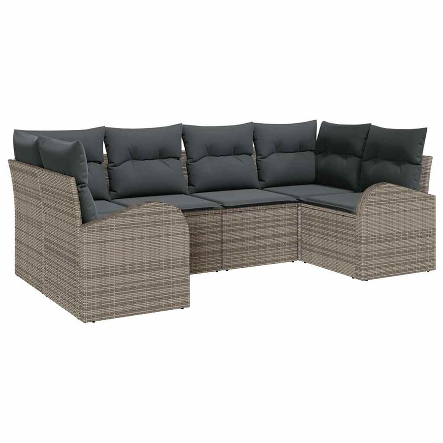 Garden Sofa Set 6 pcs Grey Poly Rattan