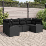 Garden Sofa Set with Cushion 6 pcs Black Poly rattan