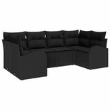 Garden Sofa Set with Cushion 6 pcs Black Poly Rattan