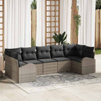 Garden Sofa Set 7 pcs Grey Poly Rattan