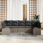 Garden Sofa Set 7 pcs Grey Poly Rattan