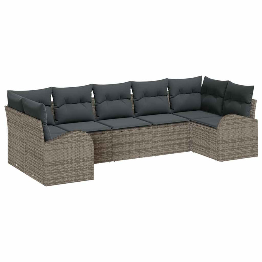 Garden Sofa Set 7 pcs Grey Poly Rattan