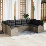 Garden Sofa Set with Cushion 9 pcs Grey Poly Rattan