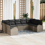 Garden Sofa Set 9 pcs Grey Poly Rattan