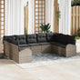 Garden Sofa Set 9 pcs Grey Poly Rattan