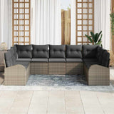 Garden Sofa Set with Cushion 9 pcs Grey Poly rattan - Side View