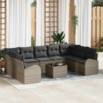 Garden Sofa Set 10 pcs Grey Poly Rattan