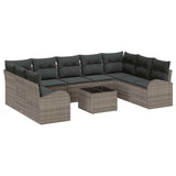 Garden Sofa Set with Cushion 10 pcs Grey Poly Rattan