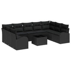 Garden Sofa Set 10 pcs Black Poly Rattan