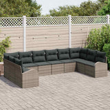 Garden Sofa Set with Cushion 10 pcs Grey Poly Rattan - Side View