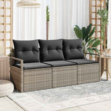 Garden Sofa Set with Cushion 3 pcs Grey Poly Rattan