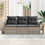 Garden Sofa Set 3 pcs Grey Poly Rattan