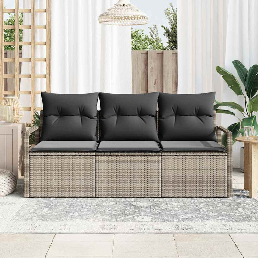 Garden Sofa Set 3 pcs Grey Poly Rattan