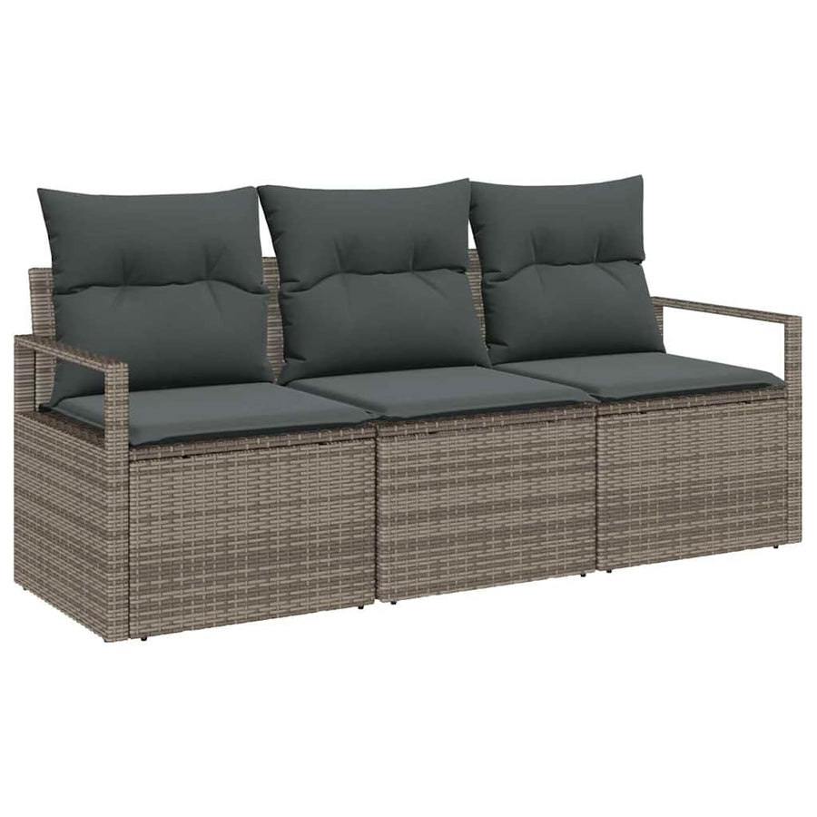 Garden Sofa Set 3 pcs Grey Poly Rattan