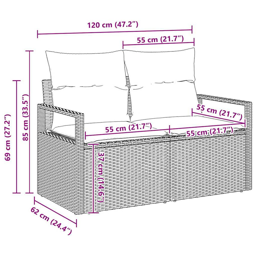 Garden Sofa Set 3 pcs Grey Poly Rattan