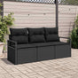 Garden Sofa Set 3 pcs Black Poly Rattan