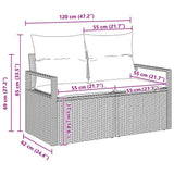 Garden Sofa Set with Cushion 3 pcs Black Poly Rattan