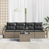 Sofa Set with Cushion with Storage 5 pcs Grey Poly Rattan