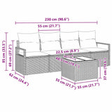 Sofa Set with Cushion with Storage 5 pcs Grey Poly Rattan