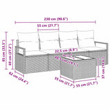 Garden Sofa Set with Cushion Manual 5 pcs Grey 55 x 55 x 37 cm - Extra Image