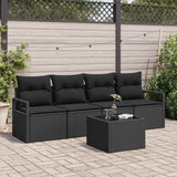 Sofa Set with Cushion with Storage 5 pcs Black Poly Rattan