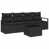 Garden Sofa Set with Cushion Manual 5 pcs Black 55 x 55 x 37 cm - Front View