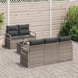 Garden Sofa Set with Cushion 6 pcs Grey Poly Rattan