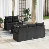 Garden Sofa Set with Cushion 6 pcs Black Poly Rattan