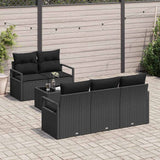 Garden Sofa Set with Cushion 6 pcs Black Poly Rattan