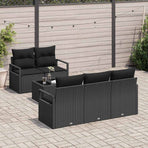 Garden Sofa Set 6 pcs 5-Seater Black Poly Rattan