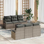 Garden Sofa Set 7 pcs 6-Seater Grey Poly Rattan