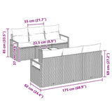 Garden Sofa Set with Cushion 7 pcs Grey Poly Rattan
