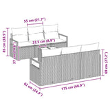 Garden Sofa Set with Cushion Manual 7 pcs Grey 55 x 55 x 37 cm - Extra Image