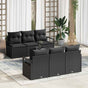 Garden Sofa Set 7 pcs 6-Seater Black Poly Rattan