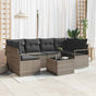 Garden Sofa Set 7 pcs 6-Seater Grey Poly Rattan