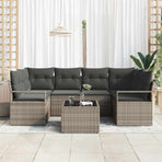 Garden Sofa Set 7 pcs 6-Seater Grey Poly Rattan
