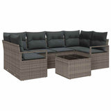 Garden Sofa Set Manual 7 pcs Grey Poly Rattan, Steel and Glass